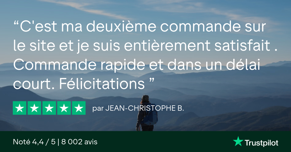 Avis client Trustpilot : 5 étoiles pour Alpinstore
